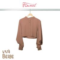 ราคา เสื้อเชิ้ตครอปคอจีนแขนพอง 7สี มินิมอล Size4044 มีกระเป๋าหน้าอก Oversize เสื้อสาวอวบ สาวอ้วน เสื้อผู้หญิง (17741274906)