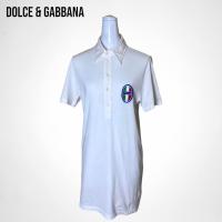 ราคา D G Dolce Gabbana Y2K เดรสแขนสั้นคอโปโลผ้าคอตตอลสีขาว (20560381706)