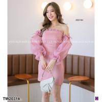 ราคา TW20314 เดรสแขนผ้าแก้ว แต่งโบว์แขน (21326072782)