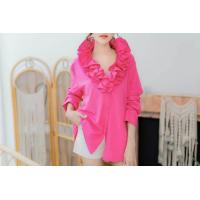 ราคา เสื้อเชิ้ตแขนยาวแขนระบายพวงมาลัย สาวอวบใส่ได้ ผ้าไหมอิตาลี (21193434399)