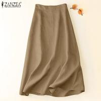 ราคา จัดส่งฟรี Esolo กระโปรงผ้าฝ้าย ZANZEA ผู้หญิงวินเทจทรงเอไลน์กระโปรงยาวแต่งระบายมีซิปด้านหลังแบบลำลองสีพื้น 2 (19349049702)