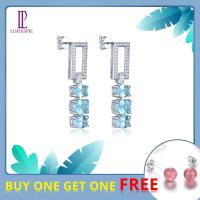 ราคา Genuine Solid Sterling Silver 925 Stud Earring Natural Genuine Sky Blue Topaz Women Top Quality Style Jewelry Gift New (19802899677)