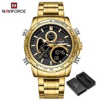 ราคา NAVIFORCE Men Digital Watch Casual Stainless Steel Analog Wristwatch Quartz Waterproof Watches Fashion Business Chronograph Military Multifunctional Clock NF9182 (20767478797)