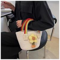 ราคา กระเป๋าสุภาพสตรี Sunflower Cotton Rope กระเป๋าสานฟาง Cloudy น่ารักร้อยกระเป๋าถือสายรุ้งพร้อมกระเช้าของขวัญมือ (20171354268)