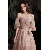 ราคา Airuchu เดรสยาวเปิดไหล่หนึ่งข้างสำหรับประชุมประจำปีชุดราตรีงานเลี้ยงสีชมพูดีไซน์ชุดเดรสงานเลี้ยงสัมผัส (18611229367)
