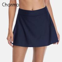 ราคา Charmo กางเกงว่ายน้ำชุดว่ายน้ำสีเดียวกางเกงว่ายน้ำสำหรับผู้หญิงกางเกงว่ายน้ำก้นถังกินี่บิกินี่ส่วนล่างกระโปรงว่ายน้ำสร้างขาสั้น (12409695097)