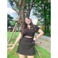 ราคา เดรสเว้าเอว แขนสั้น คอเหลี่ยม ผ้ายืด เซ็กซี่ ทรงสวย เดรสสาวอวบ (20512979299)