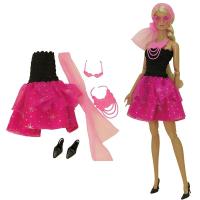 ราคา ชุดเสื้อผ้าสีชมพูดำสำหรับตุ๊กตาบาร์บี้ชุดกระโปรงทูทูที่คาดผมสร้อยคอรองเท้า1 6ตุ๊กตาอุปกรณ์เสริมของเล่นเด็ก (21036467416)