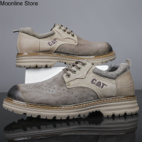 ราคา Moonline Store Caterpillar รองเท้าหนังวัวแท้สำหรับผู้ชายรองเท้าหนังหัวนิ่มระบายอากาศสำหรับทำงาน Caterpillar (18135440880)