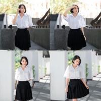 ราคา เสื้อเชิ้ตนักศึกษา แขนสั้น ผ้าไมโคร ผ้านิ่มขาวนวล ขาวโอโม่ เสื้อนักศึกษาหญิง (18666653632)