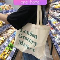 ราคา One Home กระเป๋า ผ้าแคนวาสแฟชั่นสไตล์ เกาหลี สกรีน อักษร canvas bag (14157660060)