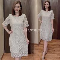 ราคา เดรสลูกไม้แขนสั้น เรียบหรู เดรสสีเงิน ชุดออกงาน M 4XL ชุดไปงาน ธีมสีเงิน เดรสสีเทาเงิน ชุดแม่เจ้าสาว งานป้าย The Classic (16641968876)