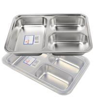 ราคา ถาดใส่อาหาร ถาดหลุม 3 ช่อง มีฝาปิด ทรงสี่เหลี่ยม รุ่น Food Stainless Steel tray 3holes Cover 00h June Beam (1024250910)