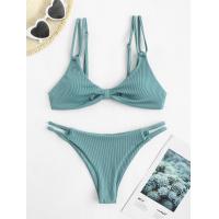 ราคา ZAFUL Ribbed Knotted Cut Out Dual Strap Bikini Swimwear (20071545981)