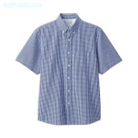 ราคา MUJI MUJI Mens Xinjiang Cotton Seersucker Plaid Button Collar Short Sleeve Shirt (19998394355)
