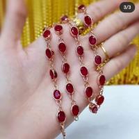 ราคา สร้อยคอนาคพลอยแดงโกเมน สร้อยคอพลอยสีแดง (16434534718)