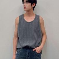 ราคา Hanlu เสื้อกล้ามผู้ชาย เสื้อกั๊กอินเทรนด์เสื้อผ้าถักลายทางเสื้อกั๊กผู้ชายเสื้อกั๊กแขนกุดสีทึบ (19514121531)