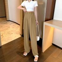 ราคา กางเกงขากว้างเอวสูงทรงหลวม กางเกงเอวสูง สาวออฟฟิศ ใส่ทำงาน กางเกงขายาว กางเกงเอวสูง กางเกงใส่ทำงาน ดีไซน์เรียบ (9714404084)