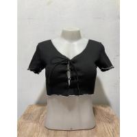 ราคา เสื้อครอปตอกตาไก่ผูกหน้าแขนสั่น เอวลอย ผ้าร่อง เสื้อครอปแขนสั้นตอกตาไก่ผูกหน้าผ้าร่องเล็กเนื้อยืดใส่สบาย ทรงสวยมาก (19317662780)