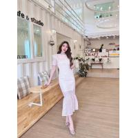ราคา พร้อมส่ง S 4XL dress เดรส เดรสยาว เดรสสีเทา เดรสสีชมพู เดรสลูกไม้ งานปักแน่นๆ เดรสสาวอวบ เดรสชายระบาย เดรสยาวเข้ารูปทรงหางปลา ผ้าลูกไม้ปักหนาๆ สีทูโทน เก็บทรงเข้ารูป (19411516349)