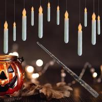 ราคา Flameless Taper Floating Candles with Magic Wand Flameless Taper Candles with Wand Flameless Taper Candles Halloween Decorations Halloween Candles Battery Operated Candles 12Pcs Hangings benefit (2045