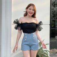 ราคา JARINYA กางเกงผ้าสั้น ผ้าทวิตชาแนล มีซิปด้านข้าง เรียบหรู (10834054315)