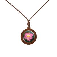 ราคา Yellow Sunflower Flower Butterfly Pattern Glass Cabochon Wood Necklace Fashion Jewelry Sweater Chain Long Necklace Women Gift (18806238390)
