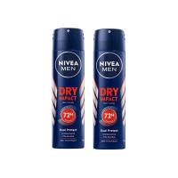 ราคา NIVEA MEN Dry Impact Body Spray นีเวีย ดราย อิมแพค บอดี้ สเปรย์ สเปรย์ระงับกลิ่นกาย 150ml 2กระป๋อง (20058305533)