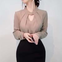 ราคา Luxqlo เสื้อสีดำผู้หญิงแฟชั่นเสื้อเชิ้ตพลัสไซส์แขนยาวสำนักงานหลวมเสื้อเกาหลี OL (20800479283)