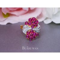 ราคา แหวนพลอยทับทิม หลังเบี้ย และเพชรแท้ เบลเยียม ตัวเรือนทองคำแท้ 18K เป็นพุ่มดอกไม้ การันตีพลอยแท้ เพชรแท้ ทองแท้ พร้อมใบรับประกัน (11625513249)