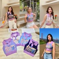 ราคา ท็อปไหมพรมแขนกั๊ก ทรงคอปกสีพาสเทล (12529398923)