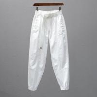 ราคา Plus Size White Black Womens Sportswear Pants Elastic Waist Oversized Casual Trousers with Belt (11533935941)