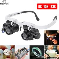 ราคา Studyset IN stock Led Glasses Magnifier 8x 15x 23x Dual Lens Head Mounted Eye Magnifier With Led Lights For Electronic Watch Repair (20771162501)