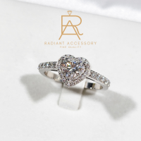 ราคา แหวนเงินแท้ ฝังเพชร Moissanite Heart cut ชุบทองคำขาว (20505929389)