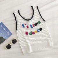 ราคา เสื้อกั๊กถักขนาดเล็ก เสื้อกล้ามครอป ใส่สบายผ้าฝ้ายไม่ร้อน เสื้อครอปวินเทจสกรีนลายน่ารัก (19224748364)