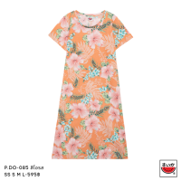 ราคา แตงโม SUIKA เสื้อแตงโม เดรสผ้ายืดคอกลม พิมพ์ลายดอกชบา P DO 085 (19079192510)