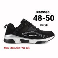 ราคา รองเท้าผ้าใบชายไซส์ใหญ่ 48 50 รองเท้าผ้าใบแฟชั่น ผู้ชายไซส์ใหญ่ สีดำ KR0909BL (19326873648)