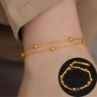 ราคา OYJR สร้อยข้อเท้า ผญ ลายโซ่สีทอง ข้อเท้าเรียบๆสแตนเลสชุบทอง 18k ไม่ลอกดำ (21209691816)