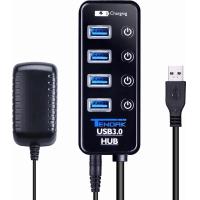 ราคา USB 3 0 Hub Tendak USB Hub with 4 USB 3 0 Data Ports 1 USB Smart Charging Port and Power Supply Adapter with Individual On Off Port Switches for PS4 Pro PS4 Slim Xbox One (19537687061)