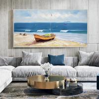 ราคา ภาพวาดเรือภาพเขียนสีน้ำมันบนผืนผ้าใบขนาดใหญ่ศิลปะภาพวิวบนผนังตกแต่งห้องนั่งเล่น0717 (19767040761)