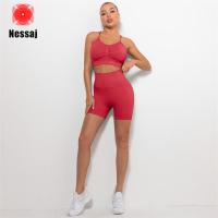ราคา Nessaj ชุดเล่นโยคะสำหรับผู้หญิงชุดกีฬาชุดบราสกินนี่กางเกงโยคะกางเกงออกกำลังกายขาสั้นเอวสูงชุดวิ่งฟิตเนส (14608674035)