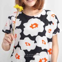 ราคา เสื้อทรงฟรีไซค์ เนื้อผ้าเรียบ สีดำ ลายดอกเดซี่ (17679216553)