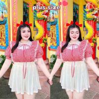 ราคา สาวอวบ เซ็ตเสื้อสก็อตแต่งระบาย เซ็ต 2 ชิ้น เสื้อลายสก็อต ผ้าคอตตอน แต่งระบายติดลูกไม้ so cute มากค่ะ กระโปรงกางเกง กระโปรงรอบตัว ผ้าท็อปฟี่ ยืด เด้ง ไม่ต้องกลัวบางนะจ้ะ ตรุษจีน ปีใหม่ คริสต์มาส จัดเลย