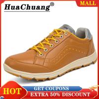 ราคา รองเท้ากอล์ฟ HUACHUANG สำหรับยางสำหรับผู้ชายแนวสปอร์ตแบบลำลองมีเชือกผูกรองเท้าผ้าใบกอล์ฟรองเท้าระบายอากาศผู้ชายไม่กันไถลและเสียหายรองเท้าผ้าใบออกกำลังกายไม่มีรองเท้ากอล์ฟหนามแหลม (18261968479)