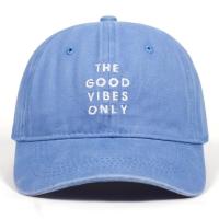 ราคา Washed cotton THE GOOD VIBES ONLY adjustable solid baseball cap sun hat cap men and women hat new wild travel casual hat JULY (19650549679)
