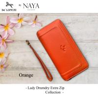 ราคา กระเป๋าสตางค์หนังวัวแท้ DeLonchi Lady Drumdry Extra Zip Collection by NAYA ซิบรอบหนังดรัมดราย ใส่บัตรได้มากกว่า20ใบ (16424505161)