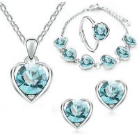 ราคา ชุดเครื่องประดับแฟชั่นโมเดิร์น4 In 1สร้อยข้อมือสร้อยคอแหวนและต่างหูรูปทรงคริสตัลรูปหัวใจสง่างาม (19790935260)