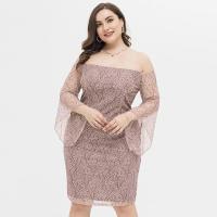 ราคา XL 4XL Women Big Size Dress Fancy Look Off Shoulder Long Sleeves Lace Slim Fit Plus Size Party Dress 1939 (13557178849)