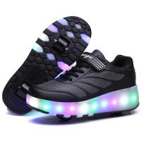 ราคา New USB ชาร์จ Heelys รองเท้าผ้าใบไฟ LED คู่ 2 ล้อเด็กสาว Roller สเก็ตลำลองรองเท้าสาว Roller (728380778)