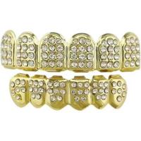 ราคา ฟันปลอม ฟันฮิปฮอป ฟันทอง ฟันเงิน ชุดเสื้อและเลี่ยมทองด้านล่างครอบตะแกรงฟันฮิปฮอปชุบทอง14K แบบกำหนดเองใหม่ (21073097997)